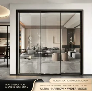 Custom Aluminum Alloy Broken Bridge Sliding Patio Door with Double Glass and 3 Tracks