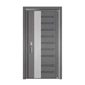 Custom Aluminum Alloy Wood Grain Exterior Swing Main Entry Door Solid Core Waterproof Soundproof Anti-Theft for Villa