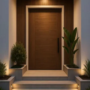 Custom Aluminum Entrance Door with Tempered Glass for Residential and Commercial Buildings