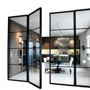 Custom Aluminum French Glass Double-Pane Swing Door