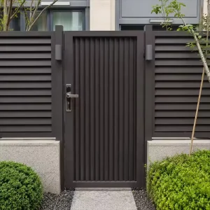 Custom Aluminum Single Swing Garden Side Gate with Slat Privacy Design and Fluorocarbon Coating