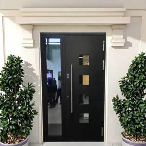 Custom Aluminum Stainless Steel Security Pivot Unequal Double Door for Main House Villa Exterior Front Entry