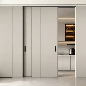 Custom Aluminum and Wood Hanging Sliding Door for Kitchen and Home Interior Partition