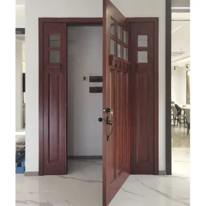 Custom American Solid Wood Front Entrance Door with Sidelights