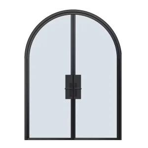 Custom Arched Aluminum Glass Swing Door Minimalist Black Frame Arch Top Interior & Exterior Entry Door for Villa