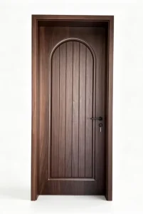Custom Arched Vertical-Groove Solid Wood Veneer Interior Door Sound Insulated for Apartment, School, Hospital, and Villa