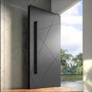 Custom Black Aluminum and Stainless Steel Anti-Theft Pivot Entry Door for Villa Exterior Security Main Door