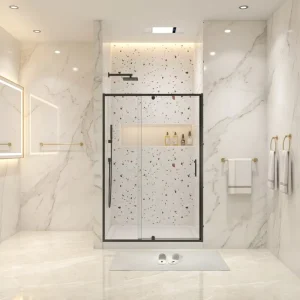 Custom Black Frame Rectangle Swing Shower Door for Hotel Apartment and Bathroom