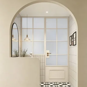 Custom Broken-Bridge French Retro Very Narrow Aluminum Alloy Glass Swing Door with Sound Insulation