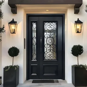 Custom Cast Aluminum Doors for Villas Anti-Theft Embossed Smart Lock Ready Front Entry and Gate