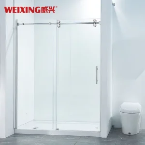 Custom Chrome Sliding Stainless Steel Frameless Tempered Glass Shower Door for Bathroom