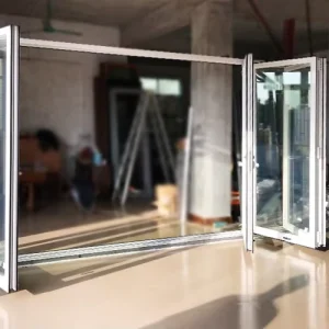 Custom-Color Commercial All-Aluminum Broken-Bridge Frame Sliding Folding Glass Door