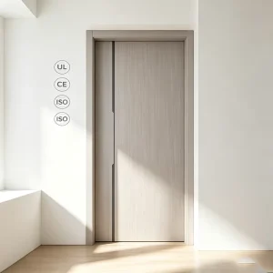 Custom Color Modern Minimalist 50mm Solid Flat Panel Interior Wooden Door, PVC Finish, Waterproof, Apartment Hotel Use