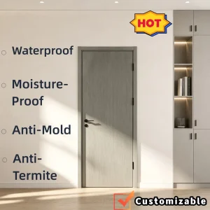 Custom Color WPC Interior Door Low Maintenance Waterproof Wooden Door Alternative Malaysia Villa