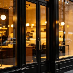 Custom Commercial Building Security Waterproof Double Glazing Tempered Glass Entrance Swing Doors