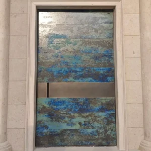 Custom Copper Slate-Finish Villa Entrance Door with Smart Lock, Soundproof, Insulated, Fireproof Design