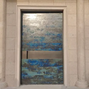 Custom Copper and Slate Entrance Door with Offset-Axis Smart Lock Thermal Insulation Soundproof Fireproof Security