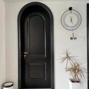 Custom Cream Curved French Arched Frosted Wood Interior Doors
