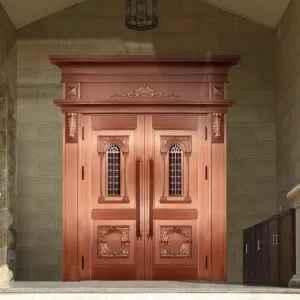 Custom Design Outdoor Double-Leaf Copper Front Entry Door for House or Villa