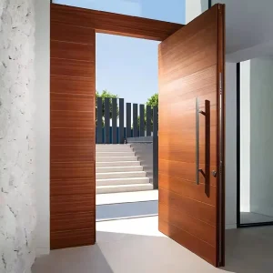 Custom Double Entry Exterior Glass Solid Wood Front Entrance Door Modern Design
