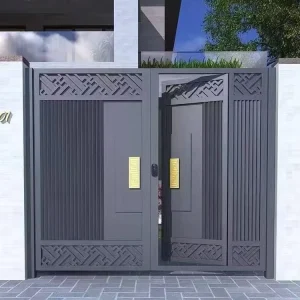 Custom European Style Aluminum Alloy Swing Art Gate for Villa Courtyard with Anti-theft Double Door