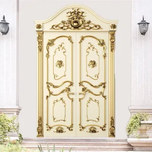 Custom European Style Villa Entrance Solid Wood Double Doors American Carved Gold Design Main Entrance Door