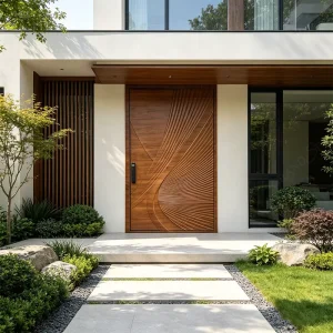 Custom Exterior Modern High-End Swing Doors Pivot Hinged Entry Entrance Door Wood Grain