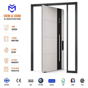 Custom Factory Manufacture Modern Cast Aluminum Pivot Exterior Security Front Entry Door For Villa Store Patio Office