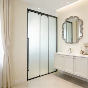 Custom Frame Sliding Door Straight Shower Room Bathroom Glass Partition Shower Enclosure Stainless Dry-Wet Separation