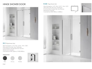 Custom Frameless Hinged Shower Door 6mm 8mm 10mm Tempered Glass In Line Panel For Hotel Bathroom Project