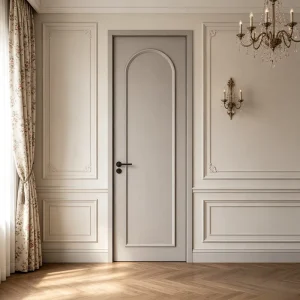 Custom French Baking Finish Wood Composite Single Swing Interior Entry Door Water Resistant for School and Hotel