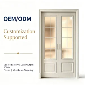 Custom Glass Double-Leaf Aluminum Wood Doors for Residential and Villa Projects