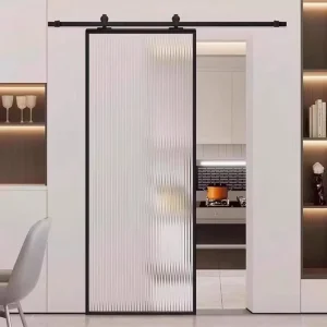 Custom Glass Sliding Barn Door with Rail for Kitchen or Toilet Partition