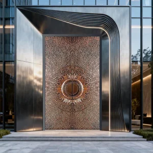 Custom Grain Aluminum Exterior Door Modern Design for Villa and Hotel Use