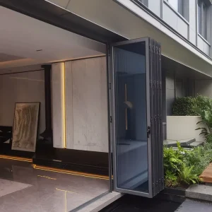Custom Heavy-Duty Aluminum Thermal Break Glass Bifold Door, Soundproof, for Residential or Commercial Buildings