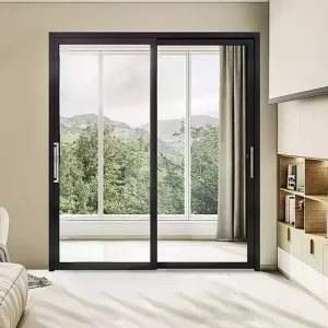 Custom Hurricane-Resistant Double-Glazed Thermal Break Black-Frame Sound-Insulating Aluminum Sliding Door for Living Room