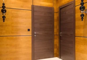 Custom Interior Wooden Door with Lacquer-Painted PVC Membrane Finish for Apartment and Villa