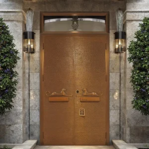 Custom Italian-Style Copper Pivot Security Entry Door for House