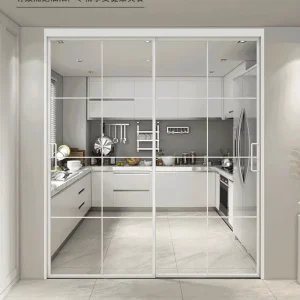 Custom Kitchen Slide Glass Door with Handle Two Link Glass Partition Door for Houses Living Room Balcony Kitchen