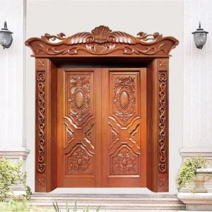 Custom Large Modern Villa Solid Wood Carved Front Entrance Security Door