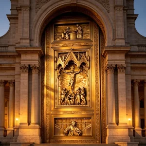 Custom Large Relief Carved Bronze Copper Door for Temple and Hotel Entrances