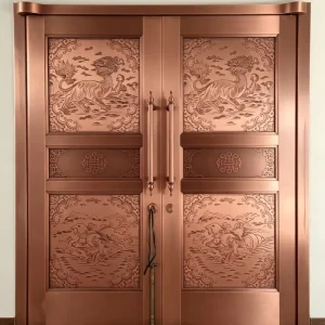 Custom Large Relief Carved Bronze Temple Door for Scenic Area and Hotel Project Architectural Copper Gate Manufacturer