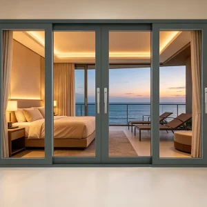 Custom-Made Aluminium Sliding Door with 6 Movable Sashes for Large Terrace Projects