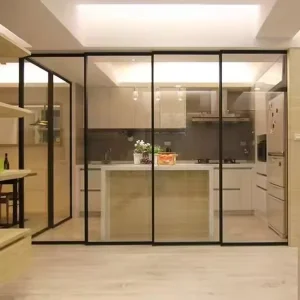 Custom-Made Kitchen Aluminum Glass Sliding Door with Narrow Frames and Wide Views