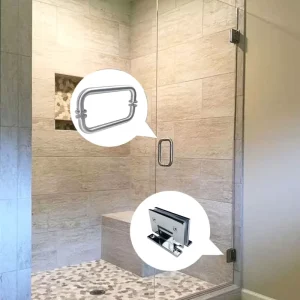 Custom-Made Stainless Steel Hinges and Bathroom Handles for Frameless Shower Swing Doors