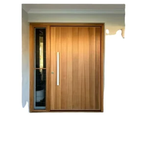 Custom Mahogany or Oak Solid Wood Front Entry Pivot Door for Residential Exterior Security