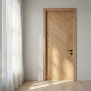 Custom Minimalist White Oak Interior Door Natural Chevron V-Joint Spliced Veneer Flush Door for Bedroom