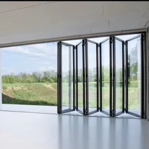 Custom Modern Aluminum Alloy Folding Sliding Door with Windproof Feature for Balconies, Bedrooms, Living Rooms, and Villas