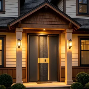Custom Modern Aluminum Villa Entrance Door with Smart Fingerprint Lock Anti-Theft