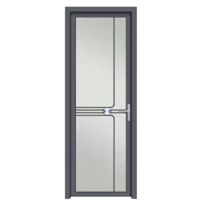 Custom Modern Design Bathroom Interior Medium Narrow Swing Slab Door Double layer Tempered Glass Waterproof Aluminum Alloy